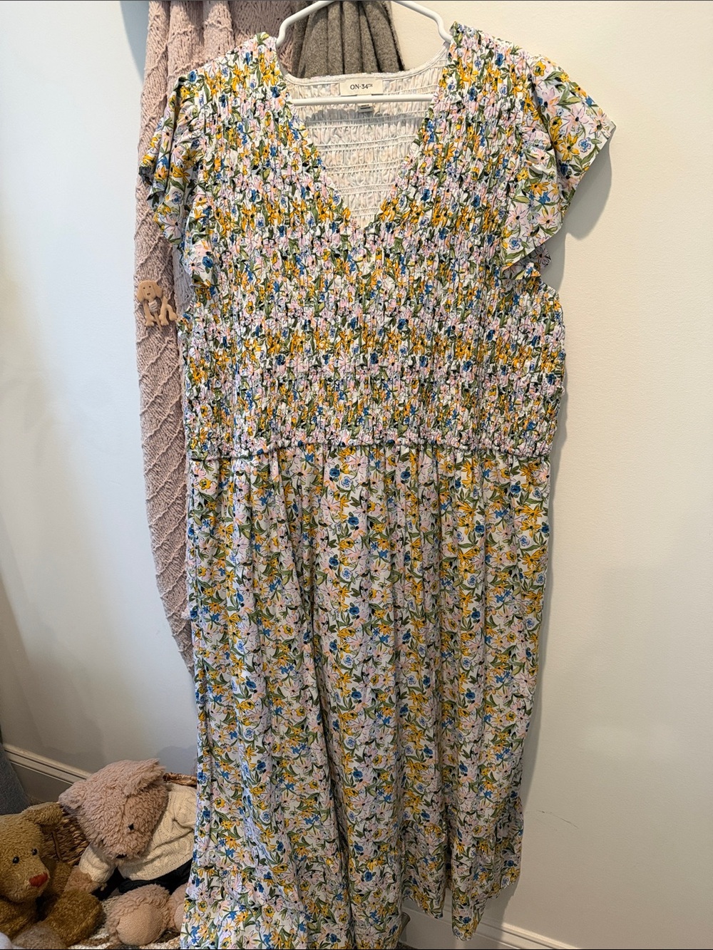 Yellow Floral Smocked Maxi Dress